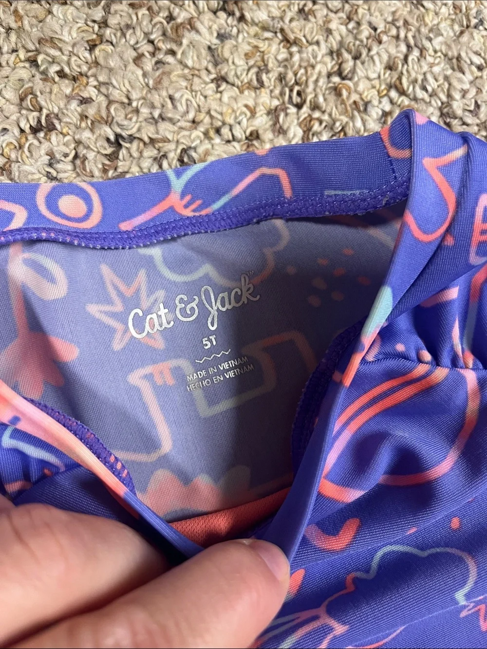 🍀6/$20 Cat & Jack Purple Long-Sleeve Rash Guard Two-Piece Swim Set